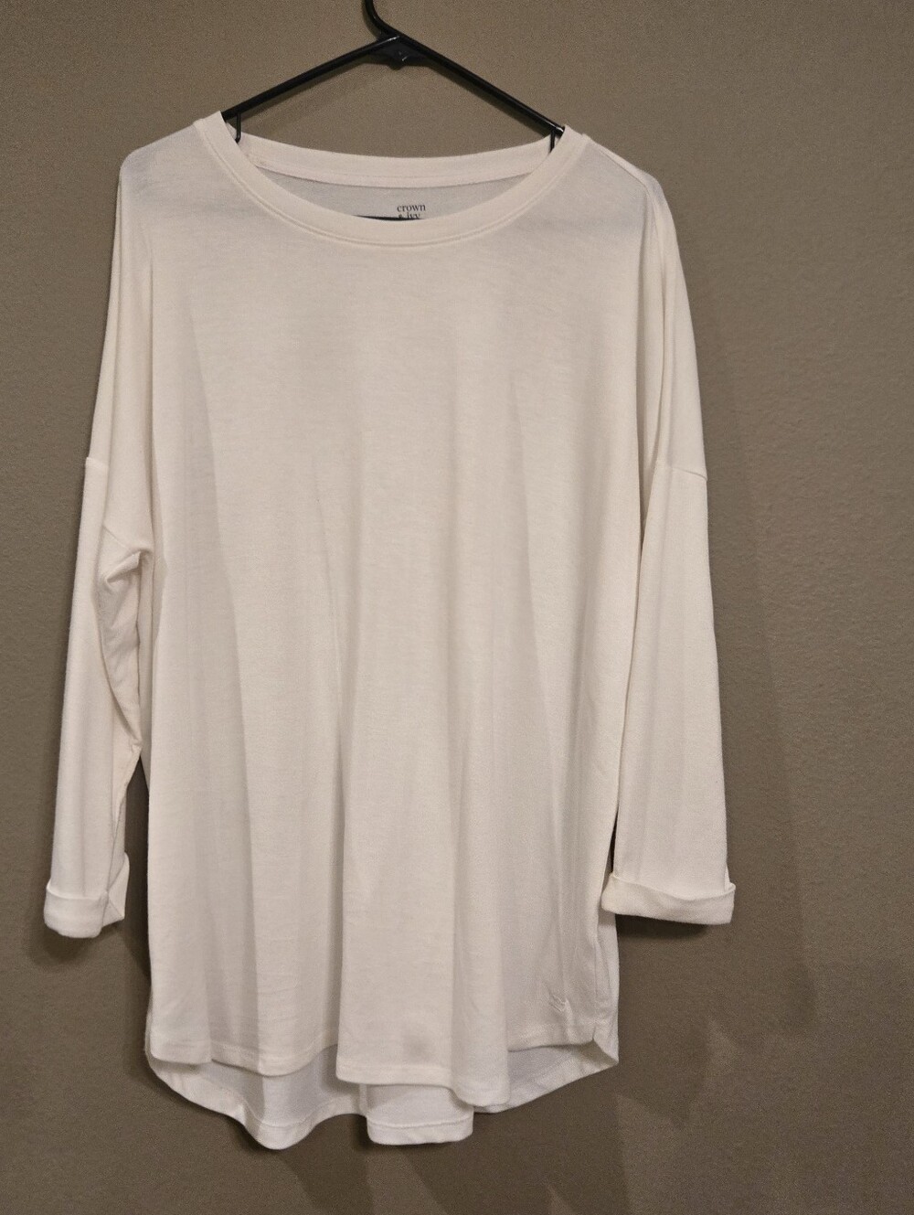 crown & ivy White Long-Sleeve Shirt XL